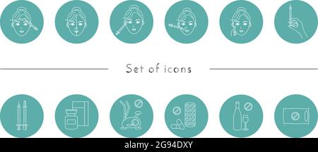 Beauty injection line icon. Woman, face, medical syringe, botox. Beauty care concept. Can be used for topics like rejuvenation, aesthetics, cosmetolog Stock Vector