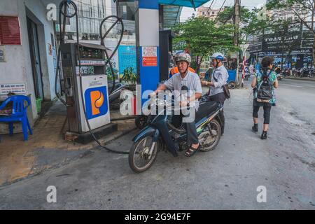 Gas station in Vietnam. Hue, Vietnam - March 12, 2020 Stock Photo