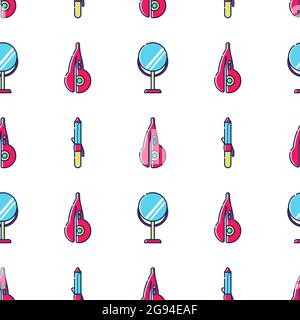 Vector seamless pattern for hairdresser. Tools for the master in the beauty salon. Hair dryer for drying hair. Linear style vector objects. Stock Vector