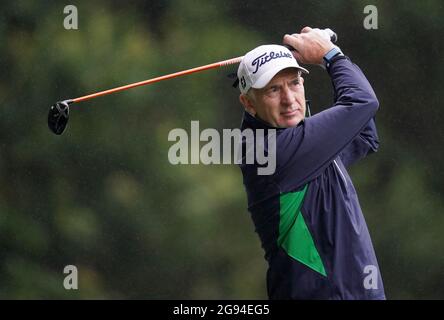 Wales' Phillip Price tees off the 6th during day three of the Senior Open, at Sunningdale Old Course, Berkshire. Picture date: Saturday July 24, 2021. Stock Photo