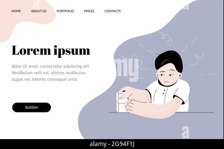 Autism. Early signs of autism syndrome in children. Signs and symptoms of autism in a child. Vector flat illustration. template for website landing pa Stock Vector