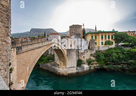 the iconic bridge Stari Most in Mostar Stock Photo