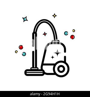 Vector background of accessories for cleaning in a flat style. Washing the floor, cleaning the windows. Linear style. Stock Vector
