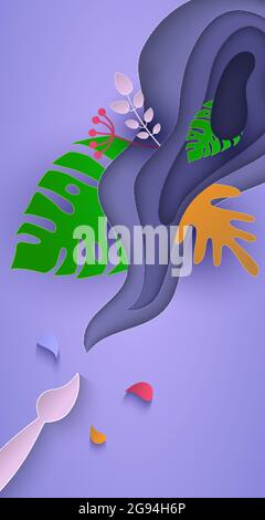 3D abstract background with green paper cut shapes. Vector design layout for business presentations, flyers, posters and invitations. Colorful carving Stock Vector