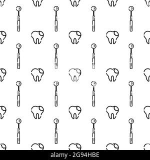 Vector seamless pattern on dental theme. Teeth and equipment for dentists. Used for backgrounds, cards, wallpapers. Stock Vector