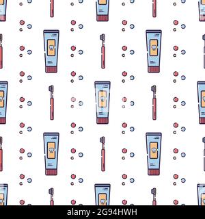 Vector seamless pattern on dental theme. Teeth and equipment for dentists. Used for backgrounds, cards, wallpapers. Stock Vector