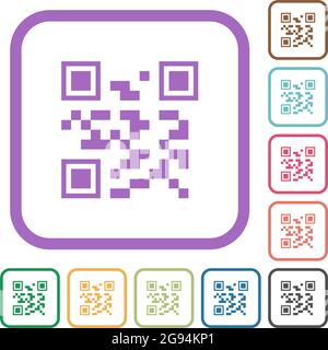 QR code simple icons in color rounded square frames on white background Stock Vector