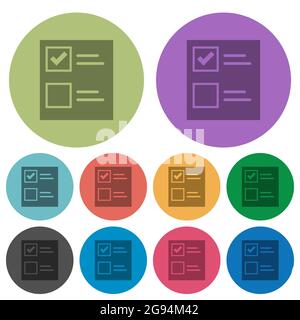 Ballot paper solid darker flat icons on color round background Stock Vector