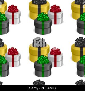 Vector seamless pattern of boxes with gifts. Used for wallpapers, backgrounds, wrapping paper Stock Vector