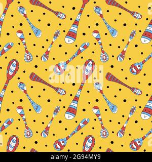Vector seamless pattern of spoons in Scandinavian style. Used for wallpapers, backgrounds, wrapping paper. Stock Vector
