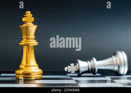 Chess Piecescheckmate Gold King Winner Surrounded With Silver