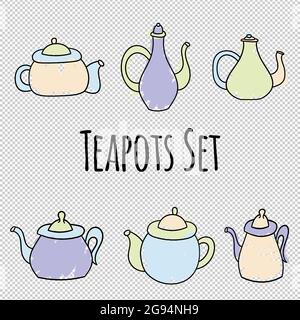 Vector set of teapots in Scandinavian style. Isolated objects. Stock Vector