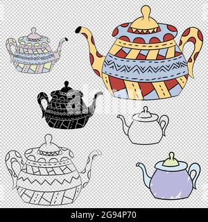 Vector set of teapots in Scandinavian style. Isolated objects. Stock Vector