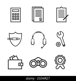 Vet of vector flat icons for commercial, economic, security topics. Used on the site, for logos Stock Vector