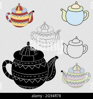 Vector set of teapots in Scandinavian style. Isolated objects. Stock Vector