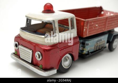 old tin truck toy lithographed, made in China Stock Photo