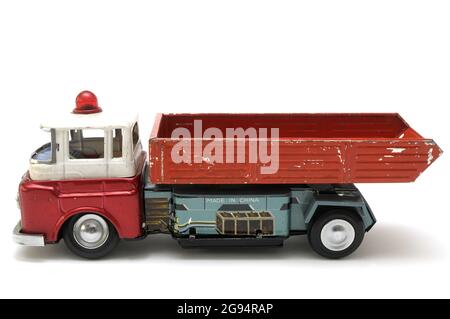 old tin truck toy lithographed, made in China Stock Photo