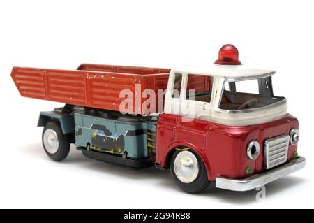 old tin truck toy lithographed, made in China Stock Photo