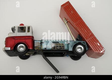 old tin truck toy lithographed, made in China Stock Photo