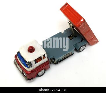 old tin truck toy lithographed, made in China Stock Photo