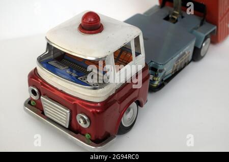 old tin truck toy lithographed, made in China Stock Photo