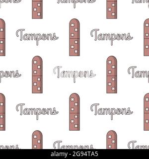 Vector seamless flat pattern of feminine hygiene items for menstruation. Stock Vector