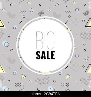 Memphis minimal abstract vector background. Sale banner for online shopping Stock Vector