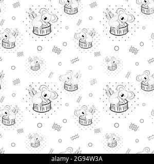 Cute bear koala doodle seamless pattern. Vector background with koalas can be used for baby textile, tshirt, wallpapers, posters and more. Stock Vector