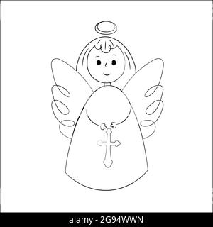 Vector angels on a white background. Hand-drawn in the style of doodle. Isolated objects Stock Vector