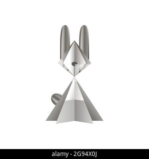 vector rabbit of paper on white background Stock Vector