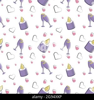 Vector seamless pattern of plane elements. Romance, love and wedding Stock Vector