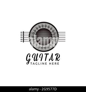 Acoustic Guitar Minimalist Logo Design Vector Graphic Stock Vector
