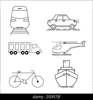 Simple set of vehicle related vector line icons. contains such vector simple set of vehicle for logos, icon, etc Stock Vector