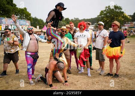 Festival goers at Latitude festival in Henham Park, Southwold, Suffolk. Picture date: Saturday July 24, 2021. Stock Photo