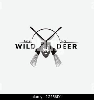 Symbol, badge and logo template design with hunter theme Stock Vector