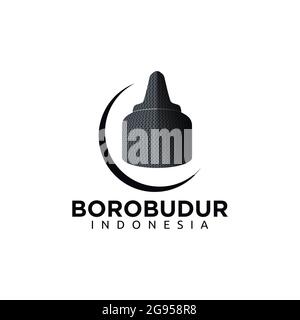 Borobudur Temple Stupa Silhouette icon template logo vector inspiration Stock Vector