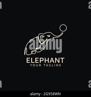Silhouette of Elephant Icon Vector Inspiration Stock Vector