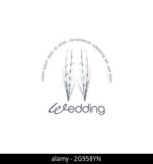 Vector floral logo template in elegant and minimal style on white background illustration Stock Vector
