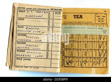 A British food ration coupon book. Introduced in 1940 during the Second ...