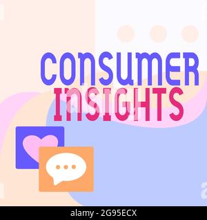 Writing displaying text Consumer Insights. Conceptual photo understanding customers based on their buying behavior Message S Drawing With Speech Stock Photo