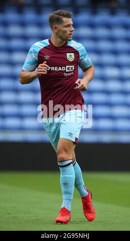 Oldham, England, 24th July 2021. James Tarkowski of Burnley during the Pre Season Friendly match at Boundary Park, Oldham. Picture credit should read: Simon Bellis / Sportimage Stock Photo