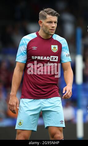 Oldham, England, 24th July 2021. James Tarkowski of Burnley during the Pre Season Friendly match at Boundary Park, Oldham. Picture credit should read: Simon Bellis / Sportimage Stock Photo