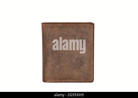Suede Leather Wallet Isolated On White Background With Clipping Path Stock Photo