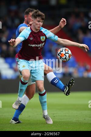 Oldham, England, 24th July 2021. Max Thompson of Burnley  during the Pre Season Friendly match at Boundary Park, Oldham. Picture credit should read: Simon Bellis / Sportimage Stock Photo