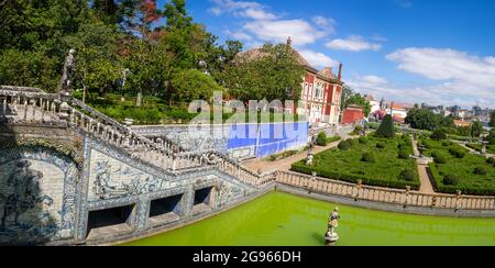 Panorama of Fronteira Palce and garden seen from the Knights Lake, Lisbon Stock Photo