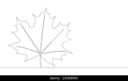 Self drawing animation of one line drawing of isolated object maple leaf. Stock Vector