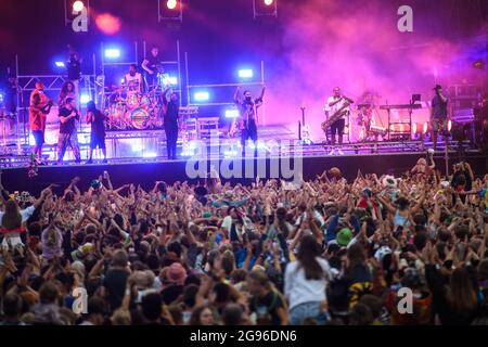 Southwold, UK. 24 July 2021. Rudimental performing on the second day of the Latitude festival in Henham Park, Southwold, Suffolk. Picture date: Saturday July 24, 2021. Photo credit should read: Matt Crossick/Empics/Alamy Live News Stock Photo