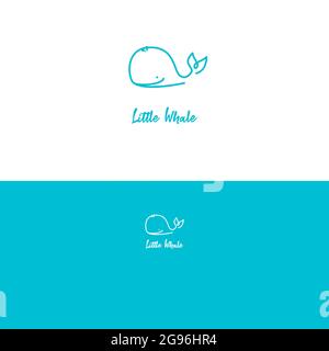 Whale logo cute concept for baby brand. Ocean animal dolphin icon. Stock Vector