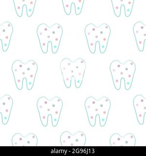 Funny tooth seamless pattern. Dotted teeth background Stock Vector