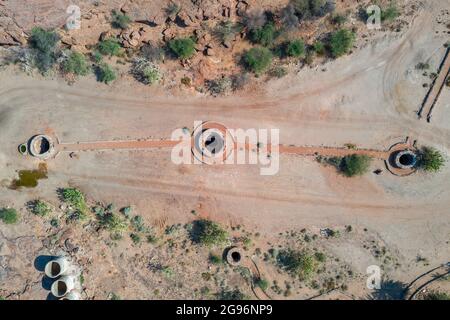 (210724) -- HIMA CULTURAL AREA (SAUDI ARABIA), July 24, 2021 (Xinhua) -- File photo taken on Sept. 20, 2020 shows wells in Hima Cultural Area in southwest Saudi Arabia. Saudi Arabia's Hima Cultural Area was on July 24, 2021 officially recognized by UNESCO as a World Heritage Site during its 44th session held online and chaired from Fuzhou, China. Located in an arid and mountainous area of southwest Saudi Arabia, on one of the Arabian Peninsula's ancient caravan routes, the Hima Cultural Area contains a substantial collection of rock art images depicting hunting, fauna, flora and lifestyles in Stock Photo